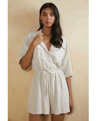 Oasis - Drawstring Button Front Playsuit - Lyst