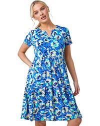Roman - Petite Tiered Floral Stretch T-shirt Dress - Lyst