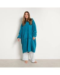 OHS - Coral Fleece Extra Long Hoodie Blanket Sherpa Loungewear - Lyst