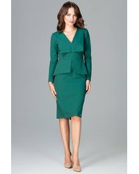 KDMD - Knee Length Long Sleeve Cocktail Dress With Lapels - Lyst