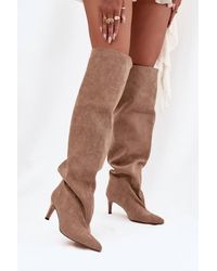 Love Lace - Pointed Toe Slip-On Elegant Knee High Boots - Lyst