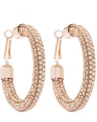 Mood - Rose Gold Pink Diamante Hoop Earrings - Lyst