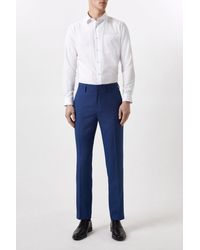 Burton - Plus And Tall Slim Fit Blue Birdseye Suit Trousers - Lyst