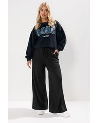 Yours - Ribbed Wide Leg Trousers - Lyst