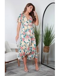 Double Second - Angel Sleeve Frill Hem True Wrap Dress - Lyst