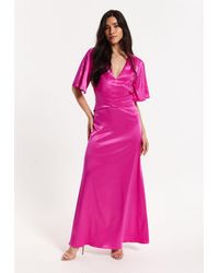 Liquorish - Short Sleeve Dark Maxi Dress - Lyst