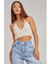Pink Vanilla - Halterneck Cross Over Mesh Bralette - Lyst