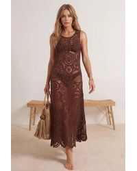 WOVCOR - Knitted Maxi Beach Dress W/ Sheer Crochet Detail - Lyst