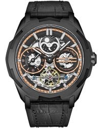 Stuhrling - Dual Time Automatic Navigator Watch, 46Mm Stainless Steel Case, Dual Time, Skeleton Dial, Sun/Moon Phase Indicator - Lyst