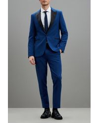 Burton - Skinny Fit Blue Tuxedo Suit Jacket - Lyst