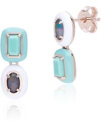Gemondo - Blue Triplet Opal & Turquoise Sterling Silver Siberian Waltz Drop Earrings One Size - Lyst