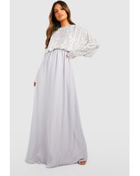 Boohoo - Sequin Batwing Maxi Bridesmaid Dress - Lyst