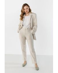 Love Lace - Linen High Waisted Tapered Trousers With Pleats - Lyst