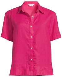 Lands' End - Petite Premium Pure Linen Short Sleeve Shirt - Lyst