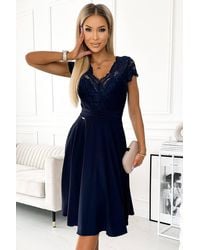 Love Lace - Chiffon Short Sleeve Dress With Cut-Outs - Lyst