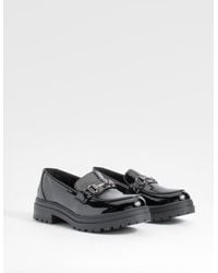 Boohoo - T Bar Chunky Patent Loafers - Lyst