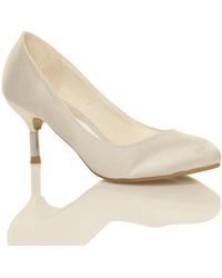 AJVANI - Mid High Heel Satin Court Shoes - Lyst