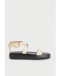 Warehouse - Real Leather Wrap Around Ankle Chunky Sandal - Lyst