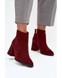 Love Lace - Block Heel Warm Lined Suede Ankle Boots - Lyst