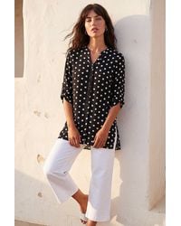 Roman - Spot Print Longline Buttoned Blouse - Lyst