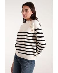Blue Vanilla - Horizontal Stripes Button Details Jumper - Lyst