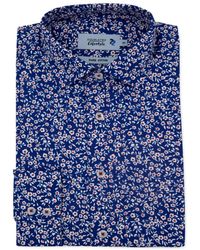 Double Two - Slim Fit Navy & White Floral Print Long Sleeve Casual Shirt - Lyst
