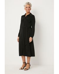 Wallis - Petite Black Pocket Detail Belted Shirt Dress - Lyst