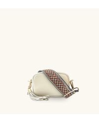 Apatchy London - The Mini Tassel Stone Leather Phone Bag With Tan Boho Strap - Lyst