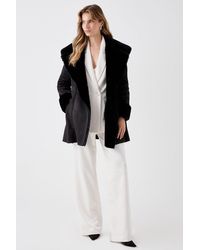Coast - Faux Shearling Collar Belted Short Coat - Lyst