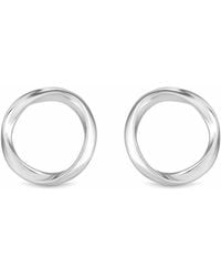 Simply Silver - Sterling Plated Polished Open Circle Earrings - Lyst