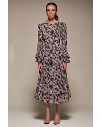 Jolie Moi - Long Sleeve Chiffon Frill Midaxi Dress - Lyst