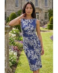 Roman - Petite Floral Side Tie Midi Dress - Lyst
