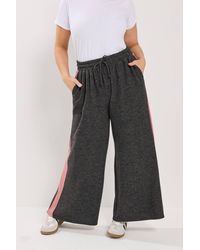 Yours - Side Stripe Wide Leg Trousers - Lyst