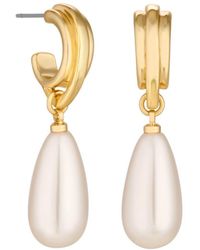 Jon Richard - Gold Plated Vintage Inspired Pearl Hoop Earrings - Lyst