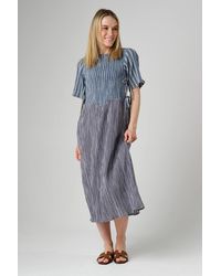 Native Youth - Cotton Gingham Check Self-Tie Short Sleeve Midi Dress - Lyst