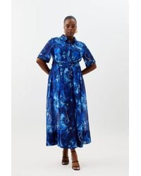 Karen Millen - Plus Size Floral Organdie Midaxi Shirt Dress - Lyst