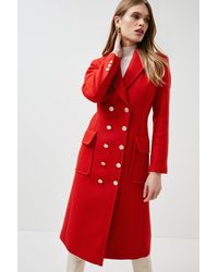 Karen Millen - Italian Wool Cashmere Blend Double Breasted Coat - Lyst