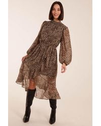 Blue Vanilla - High Neck Wrap Midi Dress - Lyst