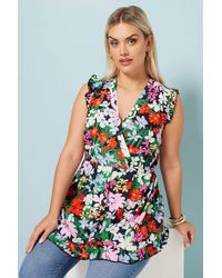 Yours - Floral Frill Hem Top - Lyst