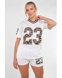 Stylewise - Leopard Print Oversized T-Shirt & Shorts Co-Ord Set - Lyst