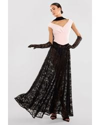 Goddiva - Floral Lace A Line Maxi Skirt - Lyst
