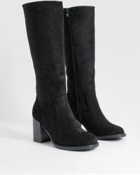 Boohoo - Platform Block Heel Knee High Boots - Lyst