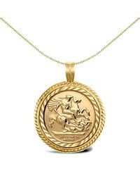 Jewelco London - 9Ct Rope Edge Frame St George Pendant (Full Sov Size) - Lyst