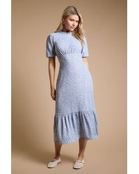 Dorothy Perkins - Leopard Tie Back Tiered Jersey Midi Dress - Lyst