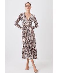 Karen Millen - Petite Snake Print Wrap Jersey Midi Dress - Lyst
