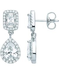 Jewelco London - 925 Pear Radiant Cz Raindrop Double Halo Drop Earrings - Lyst