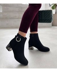 Love Lace - Round Toe Warm Lined Heeled Boots With 5Cm Heel - Lyst