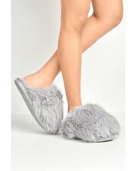 Miss Diva - Lila Glitter Fluffy Slipper - Lyst
