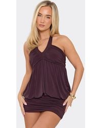 EGO - Blouson Style Sleeveless Ruched Mini Dress - Lyst