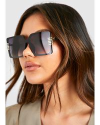 Boohoo - Oversized Metal Trim Sunglasses - Lyst